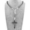 Necklaces Religious Paracord Rosaries 10mm Iron Beads Antique Bronze Gun Black Catholic Saint Benedict Men Rosary