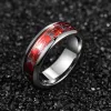 Bandas 8mm incrustado vermelho opala aranha motivo tungstênio aço masculino anel de noivado anel de carboneto de tungstênio