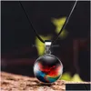 Hänghalsband Ny modeuniversitet Starry Glass Pendant Leather Necklace For Women Colorf Ball Shape Charm Choker Jewelry Drop Del Dhlcu