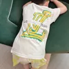 키드 티셔츠 아기 짧은 슬리브 셔츠 어린이 디자이너 옷 여자 소년 여름 고급 브랜드 복장 100%면 문자