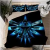 Комплекты постельного белья Legend Of Fashion Game 3D Set Angel With Blue Wings Duvet Er Colorf Покрывала с героями мультфильмов для детей 3 шт. Постельное белье Drop Delive Dhuoh