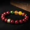 Bangles Simplicity S925 Silver Amulet Raw Cinnabar Men's and Women's Bracelet Five Way God of Wealth Agate Transfer Bead Jewelry Gift