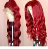 Body Wave Colored Human Hair Lace Front Wigs 250 Density HD Transparent Wig 99J Red Burgundy Remy Brazilian Wig For Black Women8319301