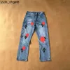 Chrom Make 2023 Jeans da uomo Designer Old Washed Pantaloni dritti Stampe con lettere a cuore per donna Uomo Casual in stile lungo 96xe BFLY