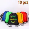 Bolsas al aire libre 10 PCS Bolsa personalizada Impresión Schoolbag Promocional Casual Gimnasio Deporte Impermeable Fútbol Dstring Mochila 231121 Drop Deli DHHDE