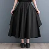 Jupes Style japonais coréen noir foncé, taille haute, ample, été, automne, mode de travail pour femmes, décontractée, à volants, printemps