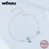 Bransolety Wostu 925 Sterling Srebrny Oryginalny Dragonfly Charm Bracelets Kobiety Regulowany mini cyrkon łańcuch łańcucha łańcucha urodzinowa biżuteria urodzinowa