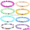 Pärlstav 2021 kvinnor män mode naturliga flash sten pärlsträngar armband 8mm 6mm polska frostade colorf kristall glaspärlor dhgarder dhisy