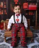 Clothing Sets Baby Boy Set Autumn Winter Red Plaid Rompers Embroidery Vintage For Christmas Eid Causal