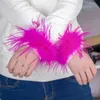 1pcs Snap On Feather Cuff Real Ostrich feather cuffs wrist sleeve Plume Cuff blazer Decor Fashion Women Hair Accessories 240219