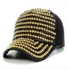 Berets Classic Women Baseball Hats Shiny Pearl Rhinestone Cap Female Bling Crystal Decoration Fashion Girls Sun