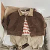 Jassen Japanse en Koreaanse 2024 kinderjas shirt meisjes jongens baby losse jas herfst winter bovenkleding