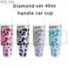 Water Bottles 40oz Diamond Mug Tumbler With Handle Insulated Tumbler With Lids Straw Stainless Steel Coffee Termos Cups Tumbler Heat Press YQ240221