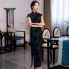 Vêtements ethniques Femmes Sexy Slim Fit Long Cheongsam Printemps Automne Robe traditionnelle chinoise Plus Taille 4XL Qipao Mandarin Collar Robes