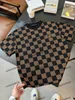 Xinxinbuy Мужская дизайнерская футболка 2024 шахматная доска с буквенным принтом Италия с коротким рукавом хлопок женская серо-черный M-2XL