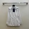 Women's Blouses & Shirts designer brand High Ding Pra Style Versatile Waist Wrap for Slim Appearance Hot Diamond Collar Embroidered Poplin Shirt TTZ4