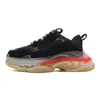 Triple S Clear Sole Noir Blanc Rouge Beige Clair 17 FW Rose Vert Plateforme Vieux Papa Bleu Beige Vert Jaune Hommes Femmes Chaussures Casual