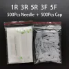 Machines Wholesale 500Pcs 1R 3R 5R 3F 5F Traditional Machine Needle Caps + PMU Needles For Permanent Makeup Eyebrow Eyeliner Lips Tattoo