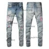 Amirs jeans designer mens lila jeans high street hole stjärna lapp mäns kvinnor amirs stjärna broderi panel stretch slim fit byxor byxor byxor