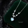 Necklaces 925 Sterling Silver Inlay White Zircon Imitation Moonstone Heart Pendant Necklace for Women Girl Light Luxury Party Jewelry