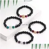 Perlé Nouveau 8mm Noir Mat Pierre Bouddha Vie D'arbre Charme Perles Bracelet Pour Hommes À La Main Élastique Oeil De Tigre Améthyste Bijou Dhgarden Dht6T