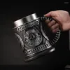 Mugs Norse Mythology God Of War Odin Beer Mug Stainless Steel Liner Coffee Cup Tea Large Capacity Pub Bar Party Gift