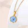 Pendentif Colliers Sweet Chaîne en acier inoxydable Classique Collier de pierre bleue pour femmes Lady Vintage Bijoux Daily Party Accessoires Cadeaux OTRSQ