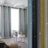 Cortina blackout com estrelas ocas de camada dupla para quarto de crianças, cortinas transparentes para sala de estar, janela de quarto de meninas com tule branco 240219