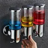 Dispenser voor vloeibare zeep 3-kamer handdesinfecterend middel Muurhanger Druk op Home Douchegel Shampoo Box Mount Container