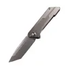 1Pcs New A2257 High End Flipper Folding Knife 14C28N Stone Wash Tanto Blade CNC TC4 Titanium Alloy Handle Outdoor EDC Pocket Fast Open Folder Knives