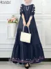 Etniska kläder zanzea mode muslimska ramadan kalkon klänning vintage kvinnor långärmad blommig tryckt semester vestido islamisk mantel femme