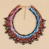 Halsketten, neueste Ankunft, Modemarke, Design-Statement, Regenbogen-geflochtene Schnurkette mit Perlen-Choker-Halskette für Frauen
