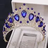 Haarspeldjes Barok Goud Kleurrijk Kristal Tiara's Kronen Grote Strass Diadeem Sluier Tiara Bruidshoofdbanden Bruiloft Accessoires