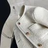 Cappotto in tweed di lana 30% Blazer corto beige nero Giacche corte in bouclé da donna 240219