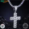 Designer de jóias Dropshipping Estilo Punk Hip Hop 925 Sterling Silver Lab VVS Moissanite Iced Out Cuban Cross Pingente Colar Para GiftHipHop