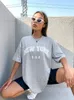 Koszulka damska USA Nowojorski list 100% bawełniany damski ramię t-koszule vintage High Street Clothing Wygodne koszulki samice o szyku t240221