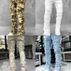 Mens designer Jeans Streetwear Clothes Casual Jean Regular Fit Stacked Patch Distressed Destroyed Straight Denim Pants