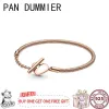 Bangles New Hot 925 Silver Exquisite Love Tshaped Women's Pan Bracelet Suitable For Original Highquality Charming Jewelry