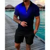 Męskie dresy męskie 2pcs Zestaw koszuli szorty mody swobodny garnitur Summer Est Est Est Lapel T-shirt T-shirt Man krótkie rękawki M-7xlmen's Men 'Bawei963