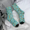 Chaussettes pour hommes Shibes en bleu Harajuku, bas Super doux, accessoires longs toute saison, cadeau d'anniversaire unisexe