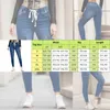 Kvinnors jeans kvinnor avslappnade arbetskläder dragsko elastisk midjeband smal passform höft lyft leggings bantar jean denim penna byxor