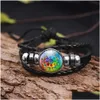 Chain Handmade Mandala Flower Pattern Dome Leather Bracelet For Women Mtilayer Om Symbol Yoga Buddhism Glass Trendy Jewelry Dhgarden Dhkxy