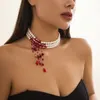Collar de cristal con borlas de perlas de diseñador para mujeres en Europa y América, accesorios de fotografía, vacaciones y viajes de celebridades de Internet modernos y personalizados