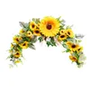 Dekorative Blumen, künstliche Sonnenblumen-Swag, hängende Bogengirlande, gelbe und grüne Blätter für Hochzeit, Wanddekoration, 22,8 Zoll