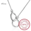 Hangers 925 Sterling Zilveren Dubbele Cirkel CZ Zirconia Kettingen Voor Vrouwen Gift Kolye Choker Collares Bijoux S-N61