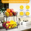 Plates 2 Tier Fruit Basket Detachable Bread Display Stand Storage Holder Kitchen Vegetable Drain Rack Wrought Iron CNIM Ho