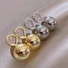 Dangle Earrings Gold Color Metal Ball Pendant 2024 Simple Design Jewelry For Women's Korean Fashion Accessories Girls Delicate