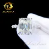 High End Jewlery High Quality Emerald Cut Moissanites Diamond Wedding Rings 10k Solid White Gold Engagement Ring