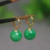 Boucles d'oreilles en perles de Jade naturelle, 10mm, crochet 18k, bijoux d'eau douce, crochet de pâques, fête, clou d'oreille porte-bonheur, nouvel an