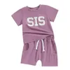 Ensembles de vêtements Little Sister Born Outfit Big Shirts Shorts 2 pièces Ensemble assorti Enfant Bébé Fille Vêtements d'été